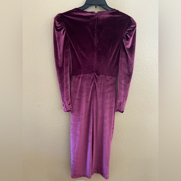 Rachel Parcell Purple Velvet Long Sleeve Ruched Sheath Dress Sz X Small - Picture 13 of 14